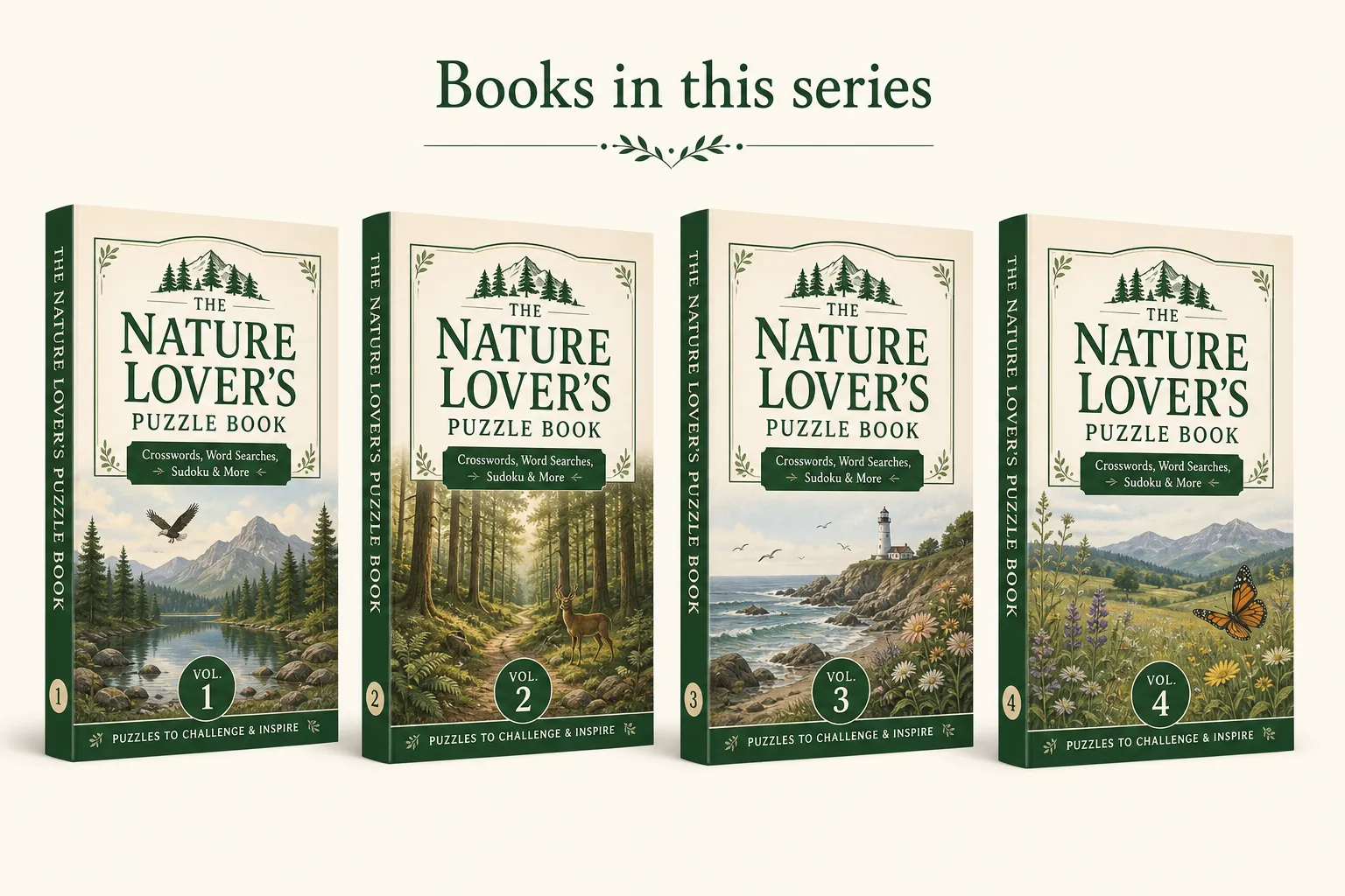 Amazon product page showing a puzzle book series with multiple volumes listed and cross-sell section